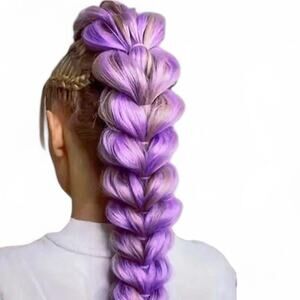 30” Lavender Purple Faux Hair Ponytail Extension Rumi Cutegoth Fairycore Costume